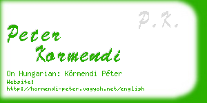 peter kormendi business card