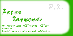 peter kormendi business card